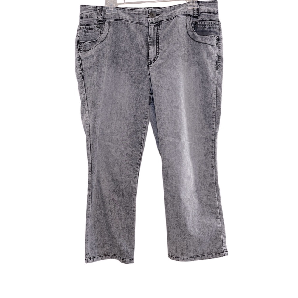 Chico's Platinum Denim Gray Ankle Cropped Jeans Relaxed Fit, Size 2.5